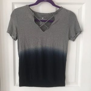 American Eagle Short Sleeve V Neck Top